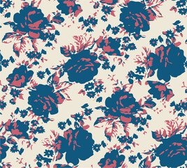 Flowers seamless pattern. vector illustration. Abstract flowers, floral vector with leaves