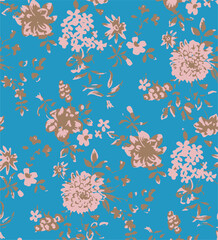 Flowers seamless pattern. vector illustration. Abstract flowers, floral vector with leaves