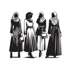 hijab style silhouette illustration vector