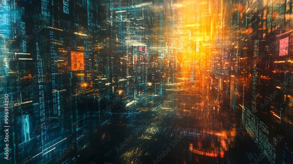 Poster vast cyber monday online marketplace portal featuring a surreal data visualization complex algorithm