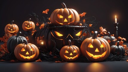 Fototapeta premium halloween pumpkin with candles