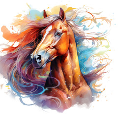Watercolor Horse Creative Illustration Digital Art Transparent Background With PNG File