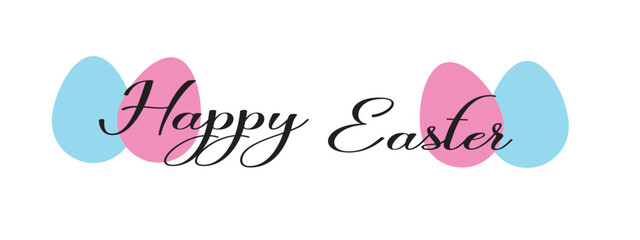 happy easter hand written typography lettering text line design, abstract vector with eggs