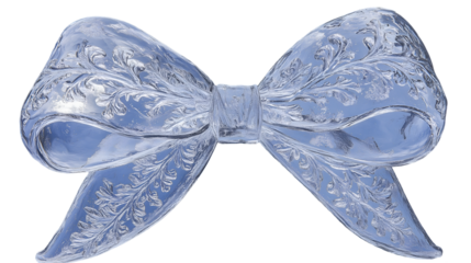 A translucent crystal bow on a transparent background.