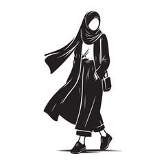 hijab style silhouette illustration vector