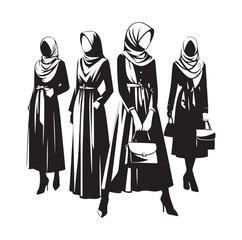 hijab style silhouette illustration vector