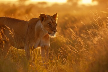 female lion in the savanna