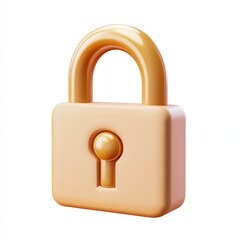 Modern padlock design in warm metallic tones, representing security and protection of personal data. Transparent background.