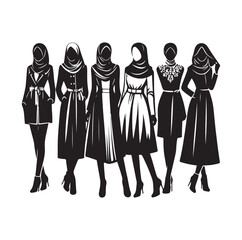 hijab style silhouette illustration vector