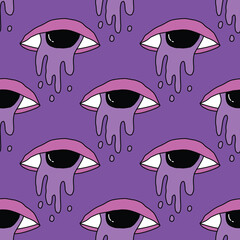 square seamless pattern -sinister eyes for Halloween.Devil eyes in 1970s psychedelic style.Groovy and funky print ornament.A look from a horror movie. Mystical esoteric eye.Witches,astrology and tarot