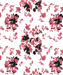 Flowers seamless pattern. vector illustration. Abstract flowers, floral vector with leaves