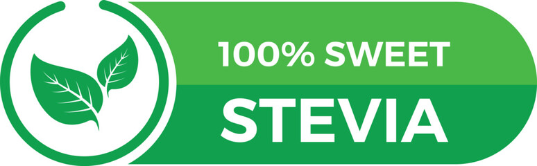 Green symbol of stevia or sweet grass 100 percent logo