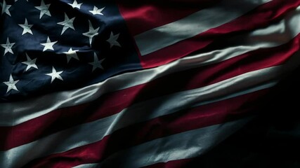 American Flag USA Dark Dramatic Slow Motion - Powered by Adobe