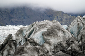 Svínafellsjökull glacier icebergs detail, autumn, Iceland