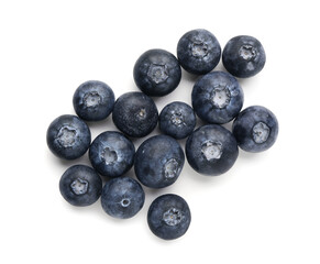 Fresh blueberries on white background