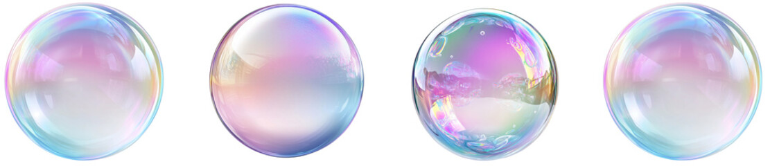 Colorful Soap Bubbles on a Transparent Background