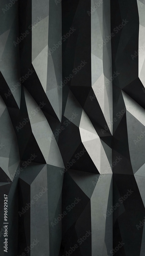 Poster geometric low polygon pattern in gray and black.