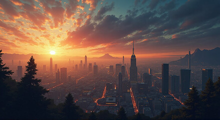 sunset in the mountains