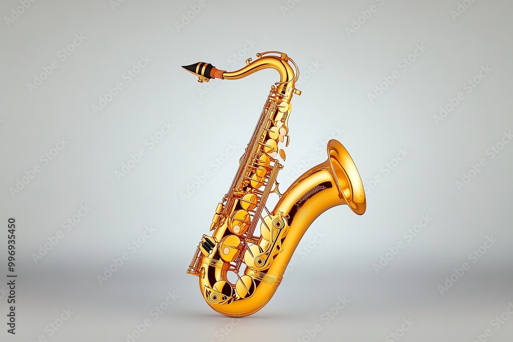 Poster A minimalist design of a saxophone, using smooth, flowing lines to represent the instrument's shape