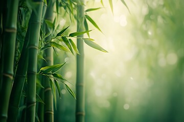 Bamboo forest backlit by the morning sun