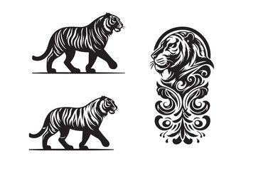 tiger vector and silhouette