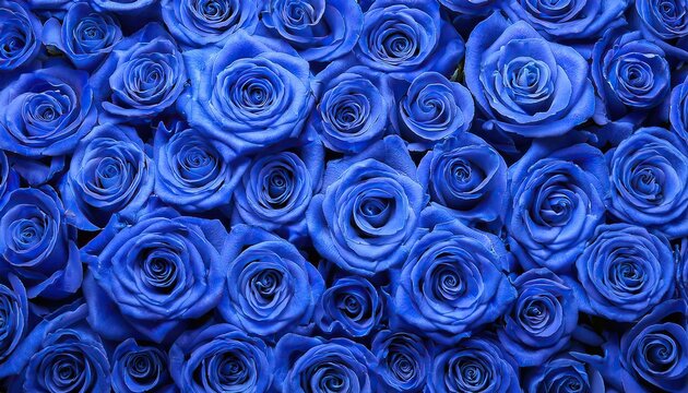 Fototapeta huge bouquet of blue roses. background of blue roses. Top view