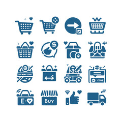 a collection of shopping cart icon set Vector illustration