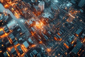 Obraz premium The concept illustration shows a network map of the global supply chain with logistics routes