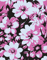 Flowers seamless pattern. vector illustration. Abstract flowers, floral vector with leaves