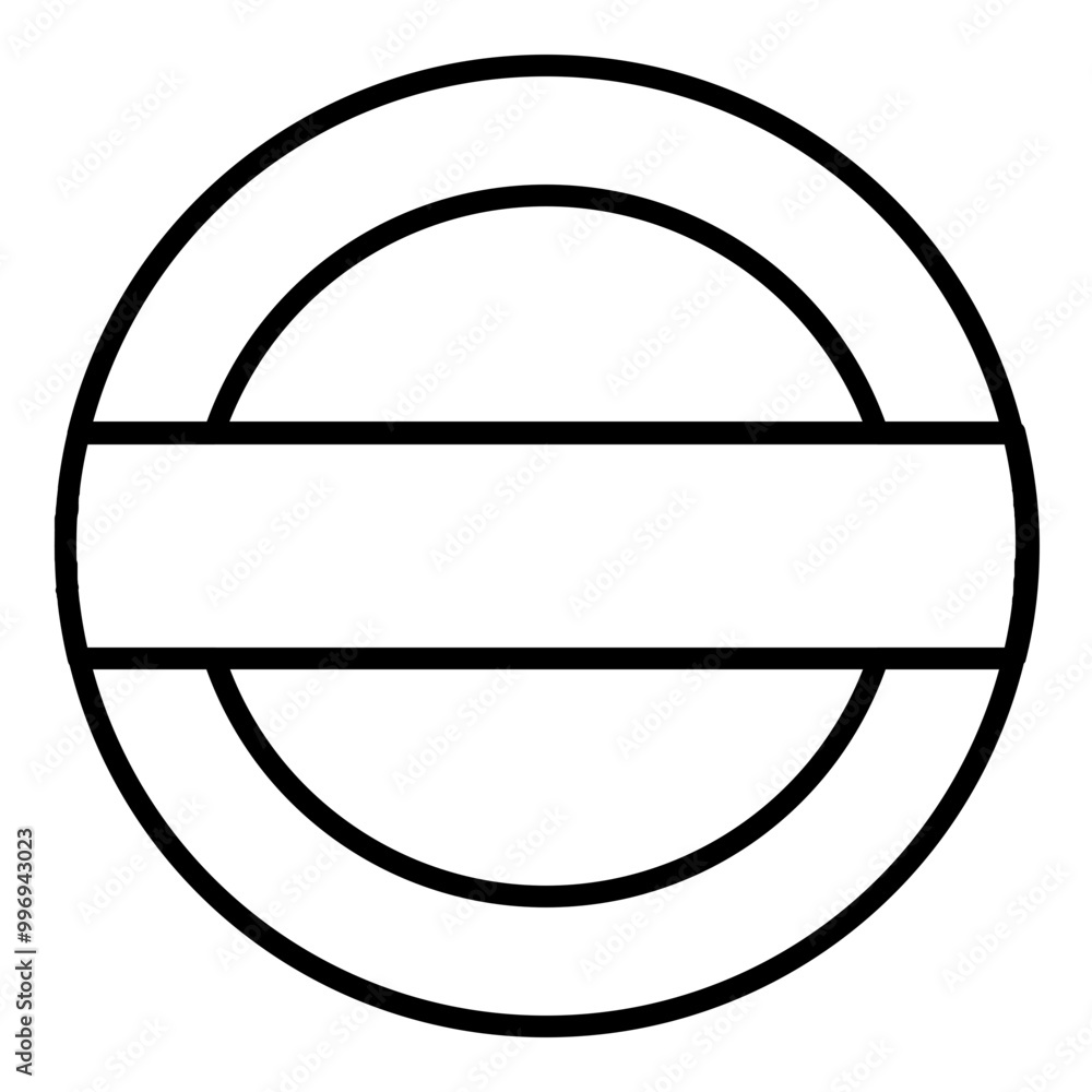 Poster badge design with a circular shape and a ribbon
