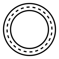 Badge design with a circular shape and a dashed line