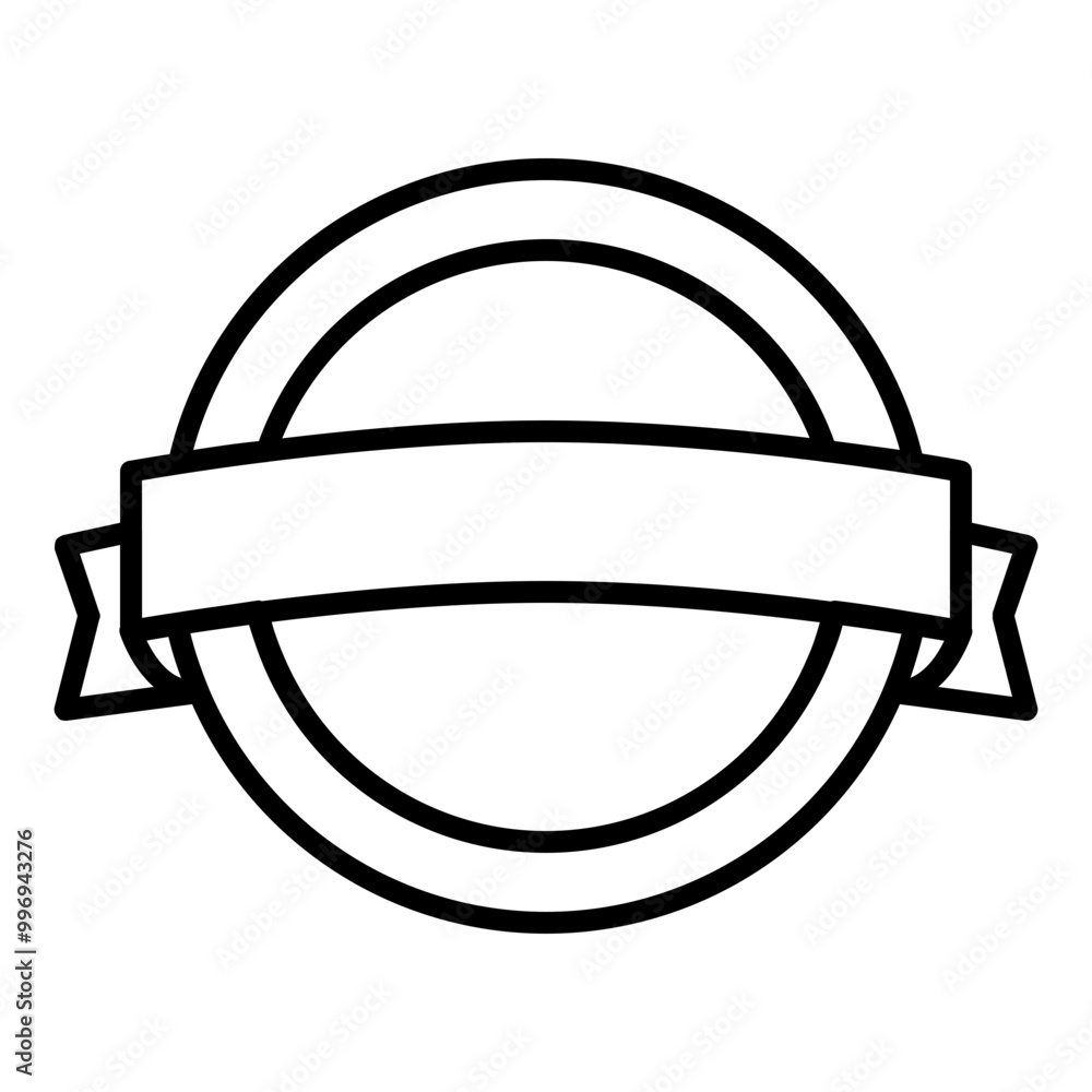 Poster badge design with a circular shape and a ribbon