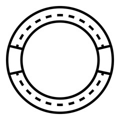 Badge design with a circular shape and a dashed line