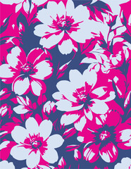 Flowers seamless pattern. vector illustration. Abstract flowers, floral vector with leaves