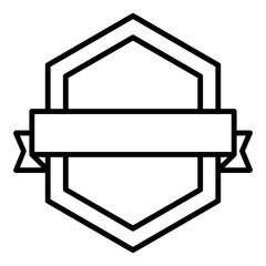 Shield badge outline style icon. Simple award symbol vector illustration.