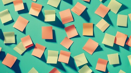 Business strategy illustration with colorful sticky notes on an office board