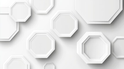 On a white background, this banner design features hexagonal patterns