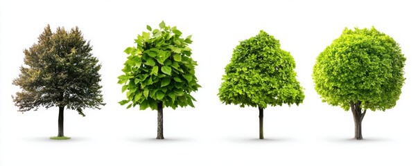 Isolated  images of two seasons of Tilia cordata, medium and small, partly yellowing (small linden, European linden) in summer and autumn on a transparent background.