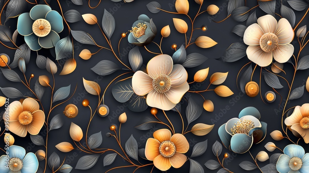 Poster an ethnic mughal floral motif is seamless on a digital background. abstract print pattern for textil