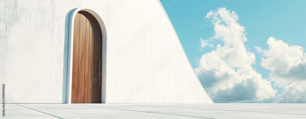 Poster the environment background is an empty minimal abstract architecture building style with curved wall