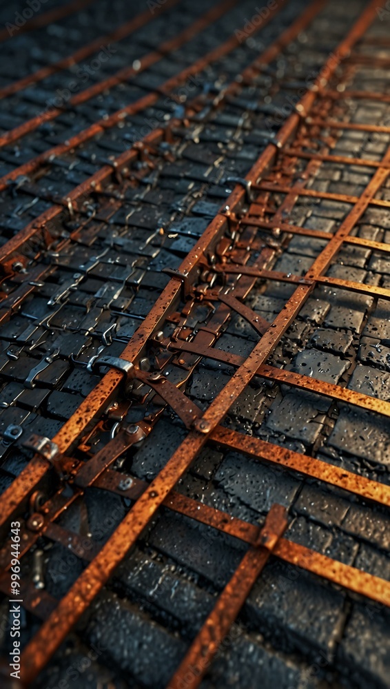 Poster industrial grid with alternating textures.
