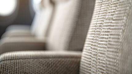 Textured Fabric Airplane Seats in Natural Lighting