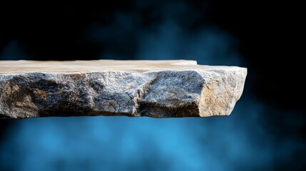 Fototapeta premium Display stands advertising jewelry products, cosmetics on a dark light wall with cliff stone clipping paths in backdrop.