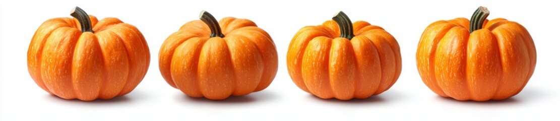 Cutout pumpkins with orange pumpkin faces on a white background for Halloween