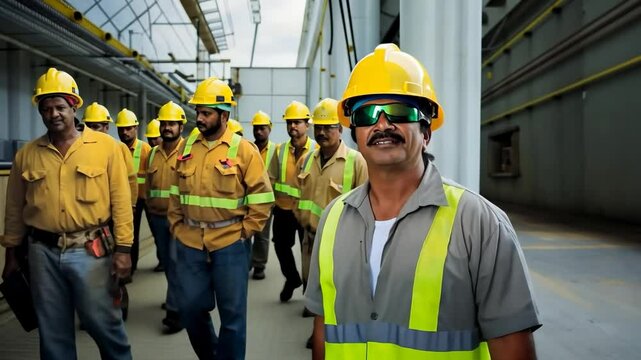 group of electrician workers inside a electric substation