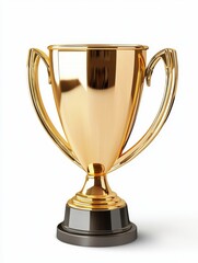 The achievement lighting on a gold trophy cup has a white background.
