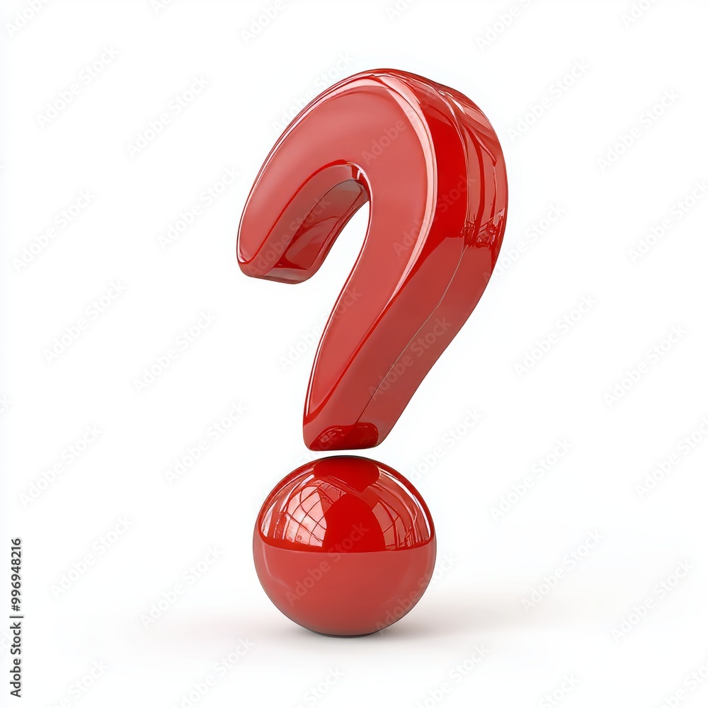 Fototapete The exclamation mark icon is isolated on a transparent background. A red plastic sign with a glossy finish is rendered in 3D.