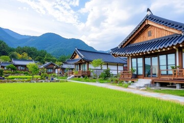 Overlooking a village during Chuseok (South Korean harvest festival)