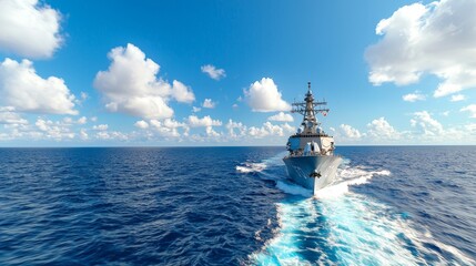 Sail the waves and seas with this Navy military ship background.