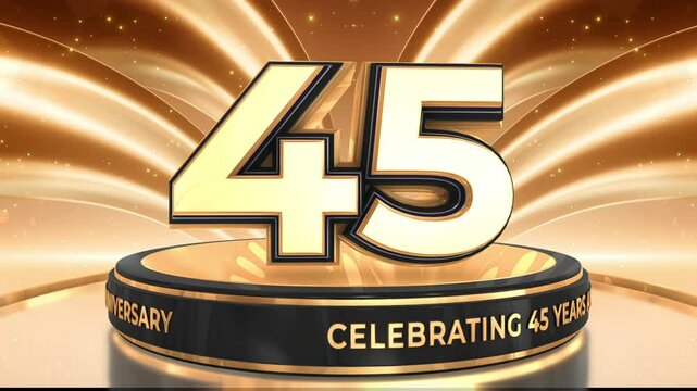 45 years, 45th anniversary video, backdrop, background, backdrop in 3D Metallic Gold